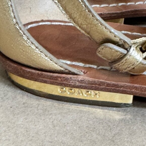 Coach Sally Gold Metallic Leather Sandals. Size 9B - Picture 5 of 10